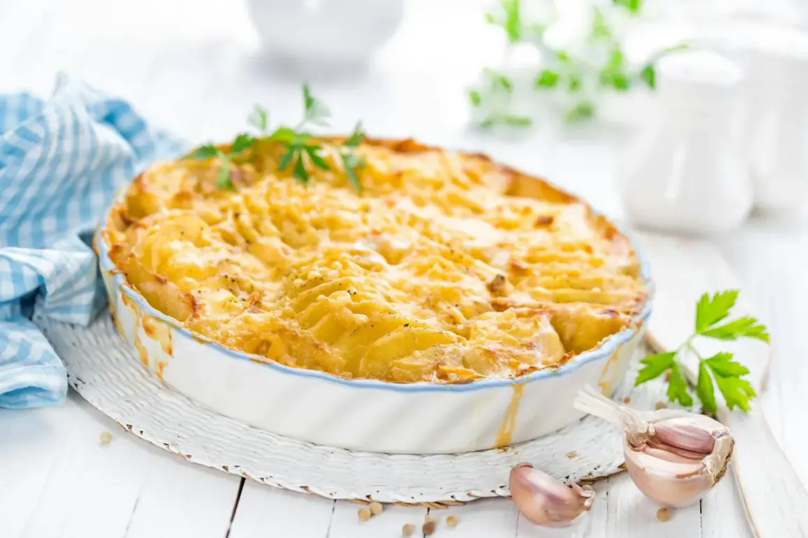 Kretanische Kartoffeln, goldbraun gebacken in einer Auflaufform, mit Knoblauch und Petersilie garniert. Ein Genuss!