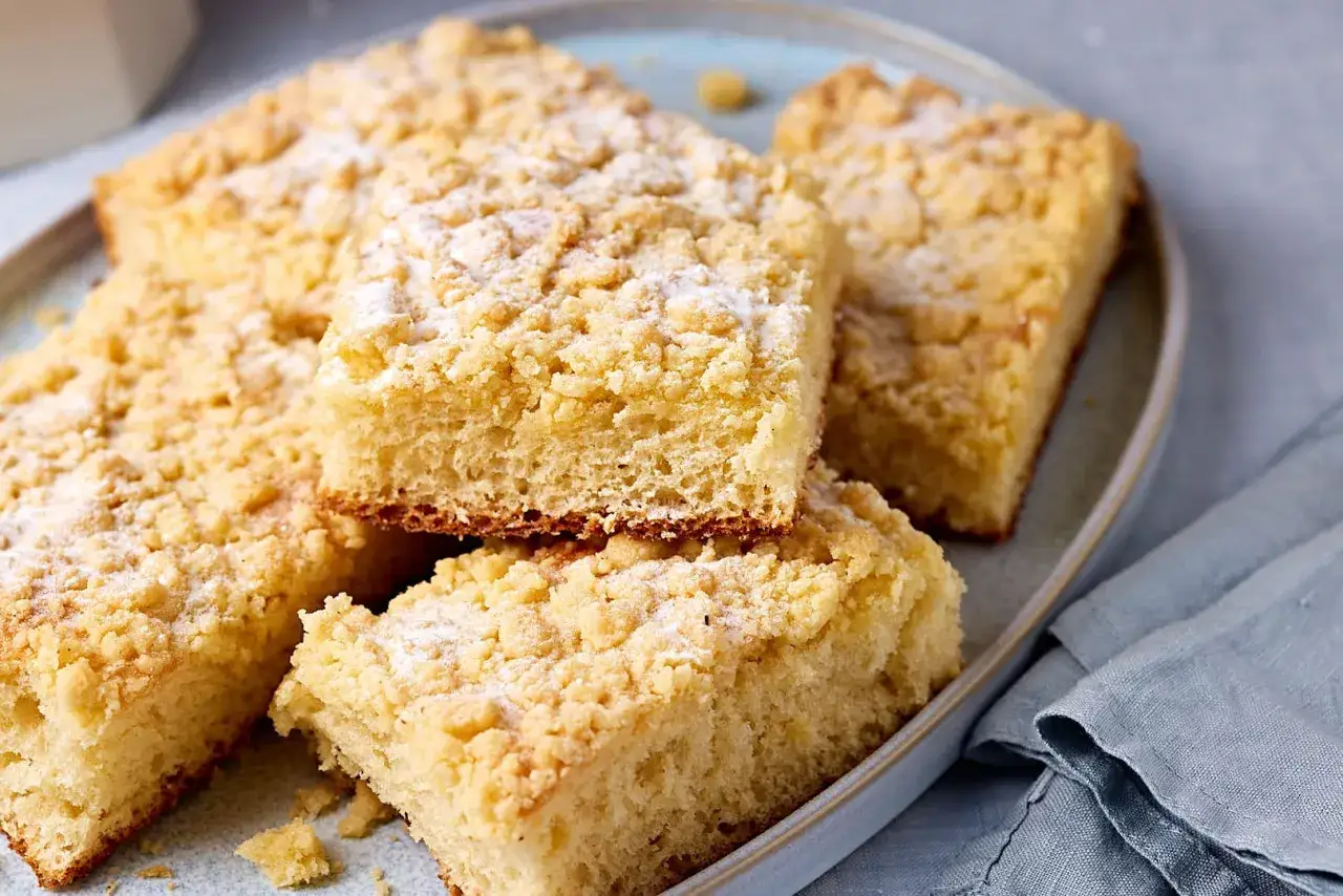 Saftiger Blechkuchen mit Streuseln, perfekt nach diesem Rezept für Hefeteig Blechkuchen.